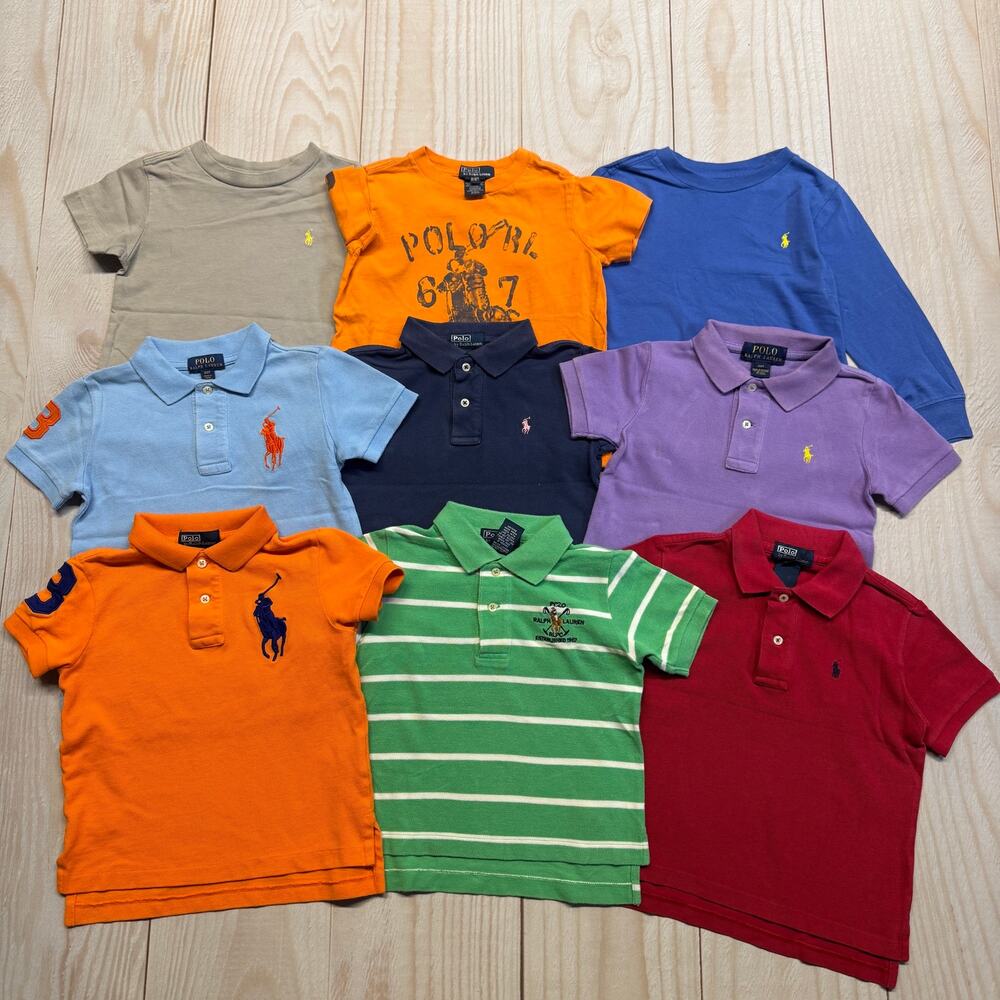 Lot of 9 Polo Ralph Lauren Toddler Boy's Size 2/2T Collared Polo Shirts T-Shirt